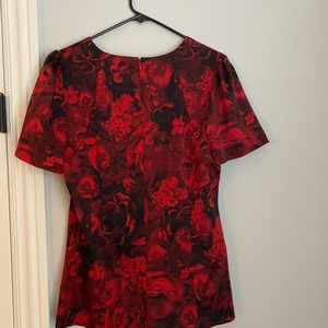 Ann Taylor Floral Smocked Shoulder Blouse